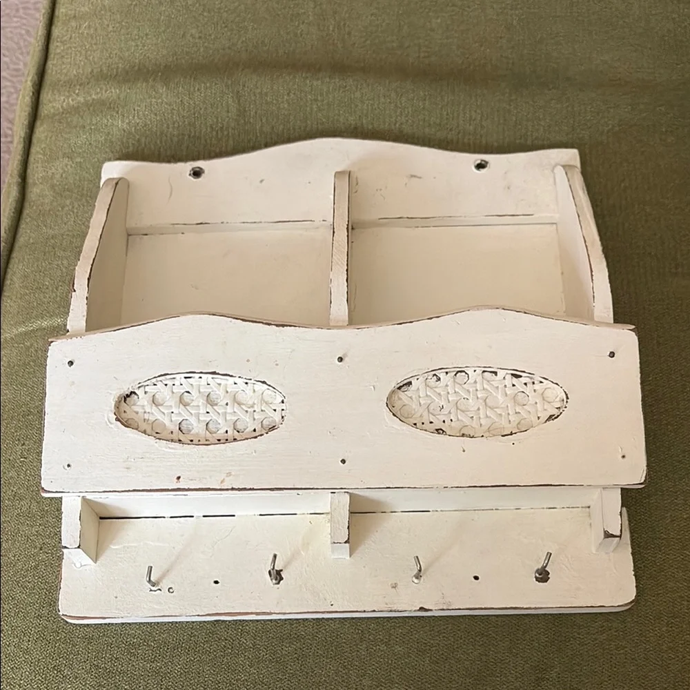 Vintage White Wooden Wall Organizer